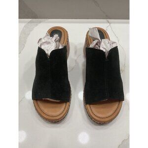 B.O.C Born Black Suede Wedge Platform Cork Chunky Slide Boho Sandals Size 8M